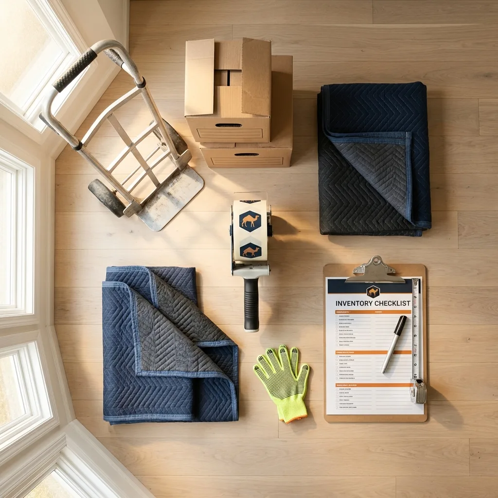 Professional moving supplies and packing materials layout for Glenwood residential relocations
